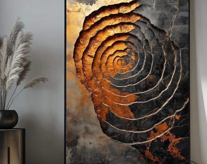 Spiral Black and Gold Abstract Art Framed Poster, Spiral, Golden Spiral, Black and Gold Art, Black and Gold Decor, Black Gold Painting, Gold