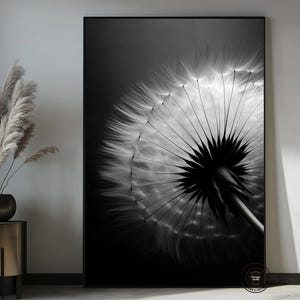 Dandelion Abstract Art: Framed Canvas Floral Wall Art