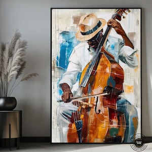 African Jazz Art, African Canvas, Jazz Wall Art, Black Man Musician Canvas, Musician Prints,Modern Wall Art,Large Abstract Art Print