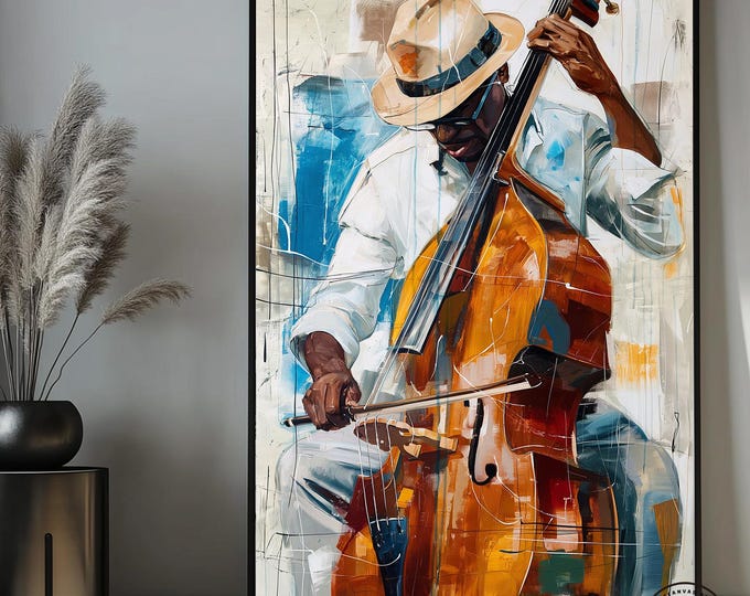 African Jazz Art, African Canvas, Jazz Wall Art, Black Man Musician Canvas, Musician Prints,Modern Wall Art,Large Abstract Art Print