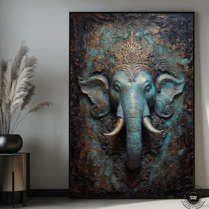 Lord Ganesha Spiritual Art Framed Canvas, Ganesha Painting, Ganesh Wall Art, Hindu Wall Art, Hindu God, Diwali, Religious Wall Art, Ganesh