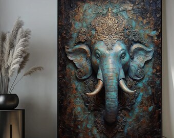 Lord Ganesha Framed Canvas Art: Hindu God, Diwali Decor