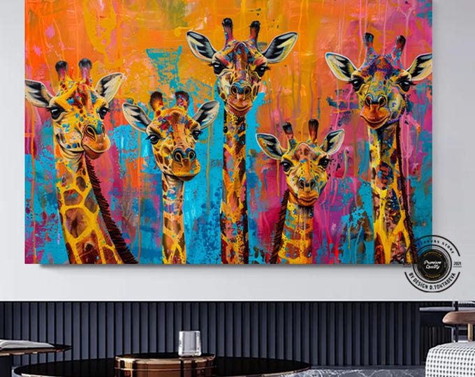 Graffiti giraffe canvas painting,canvas painting,canvas painting Canvas Painting,Abstract Canvas Wall Art,Canvas Painting Ready to Hang,
