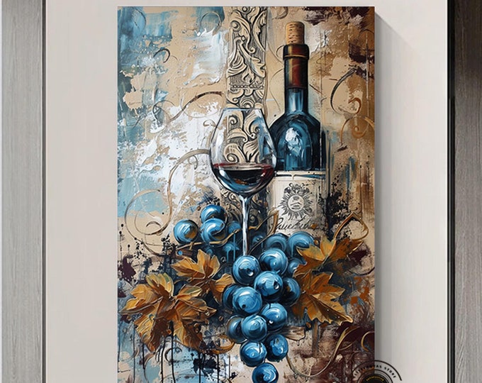 Wine bottle canvas wall art wine glass canvas wall decor red wine canvas art fruit and wine ready to hang canvas wall decor