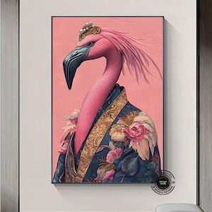 Flamingo Wall Art, Canvas print, Pink Flamingo, Tropical Decor, Exotic Bird , Pink Flamingo Art , Flamingo Wall Hanging, Wall Decor