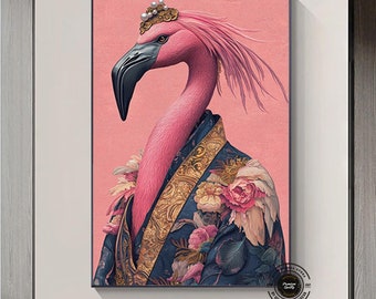 Pink Flamingo Canvas Print: Tropical Wall Art Decor