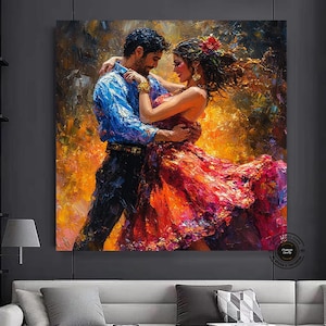 Tango Couple Canvas Painting: Framed Music Room Art
