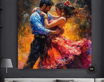 Tango Couple Canvas Painting: Framed Music Room Art