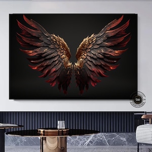 Angel Wings Abstract Framed Poster, Angel Wings, Wings, Golden Wings, Abstract Wall Art, Canvas Print, Wings Painting, Angel Wings Wall Art