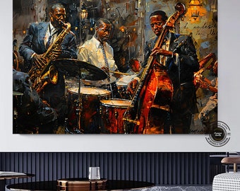 Handmade Jazz Musician Canvas Print: Abstract Modern Wall Art