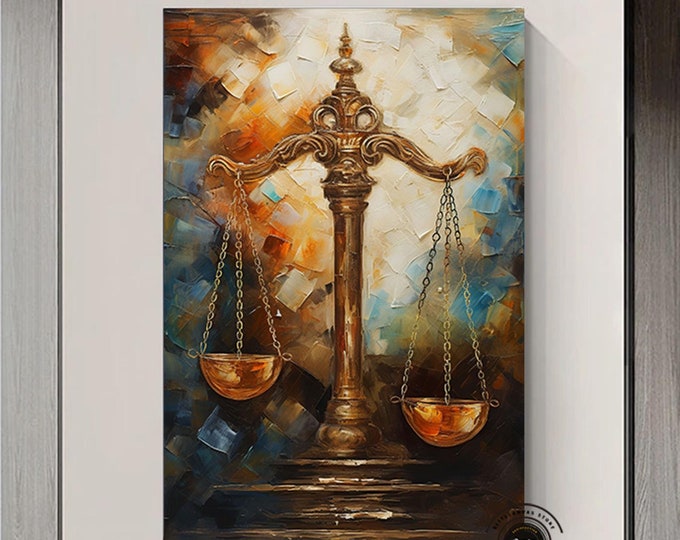 Scales of Justice Canvas Art, Lawyer Office Wall Decor, Print Wall Art, Gift For Lawyer, Lawyer Gifts, Balance of justice Painting On Canvas