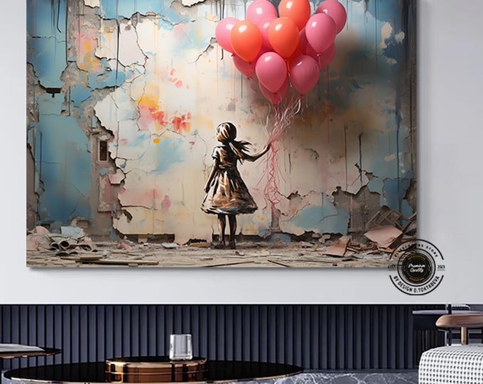 Ballon Girl Pop Art Canvas Print, Banksy Art, Ballon Girl Graffiti, Street Graffiti Wall Art, Banksy Ballon Girl Canvas