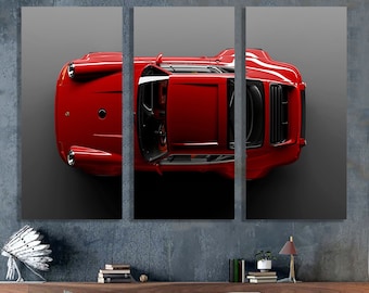 Red Porsche 911 (964) Canvas Waal Art,Porsche 911 Carrera Wall  Art Car,Super car porsche Canvas Large Print,Red porsche Design