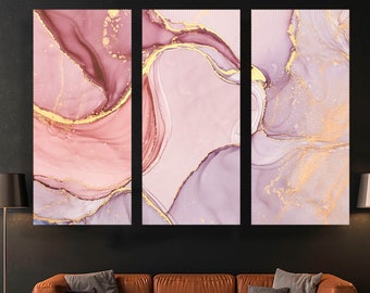 Pink Marble Canvas Print | Abstract Gold Wall Art