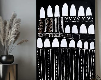 Geometric African Wall Art: Black, Yellow, & Boho Style
