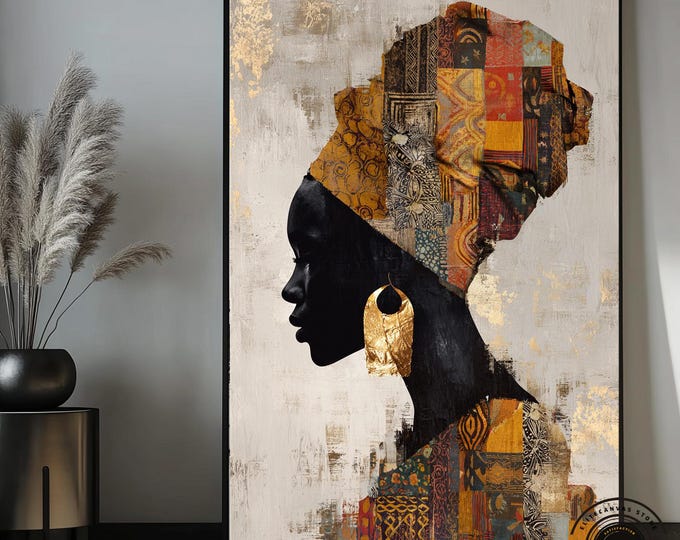African woman canvas wall art, ethnic canvas wall art, ethnic wall decor, African canvas , woman ethnic canvas,