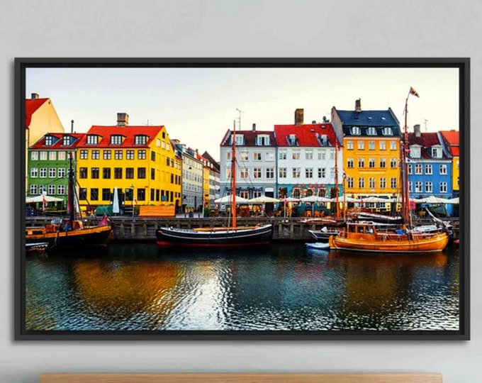 Denmark Nyhavn View, Copenhagen Landscape Wall Art, Denmark Landscape Art Canvas, Denmark Wall Decor, View Printed, Landscape Printed,