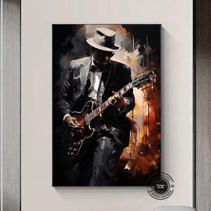 Jazz Player Poster, Afro Jazz Art, Afro Wall Art, African American Art, Black Man Print, Afro Music wall Art, Jazz Painting, Jazz Print