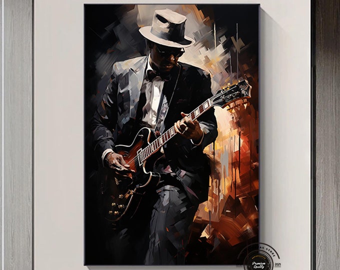 Jazz Player Poster, Afro Jazz Art, Afro Wall Art, African American Art, Black Man Print, Afro Music wall Art, Jazz Painting, Jazz Print