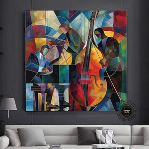 Jazz Wall Decor, Jazz Orchestra Art, Music Wall Art, Jazz Wall Art, Living Room Decor, Home Decoration,Picasso style