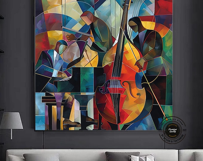 Jazz Wall Decor, Jazz Orchestra Art, Music Wall Art, Jazz Wall Art, Living Room Decor, Home Decoration,Picasso style