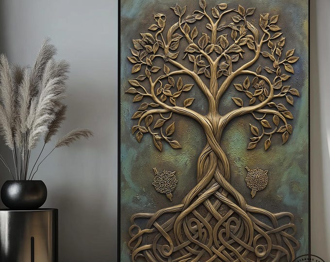 3D visual tree of life canvas wall art, Tree wall decor, Tree canvas ready to hang.Canvas Wall Art, Print Extra large Wall Art