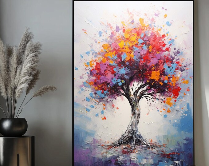 Tree Of Life Canvas Wall Art, Zen Art Print On Canvas, Colorful Tree Of Life Frame Art, Modern Nature Wall Art, Housewarming Gift Home