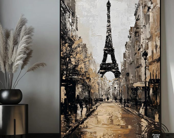Paris Eiffel Tower Abstract Painting, Eiffel Tower Canvas, Abstract Eiffel Tower Wall Art, Office wall decor, French culture wall Decoration