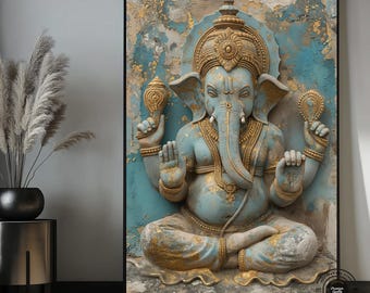 Lord Ganesha Framed Canvas: Hindu God Spiritual Wall Art