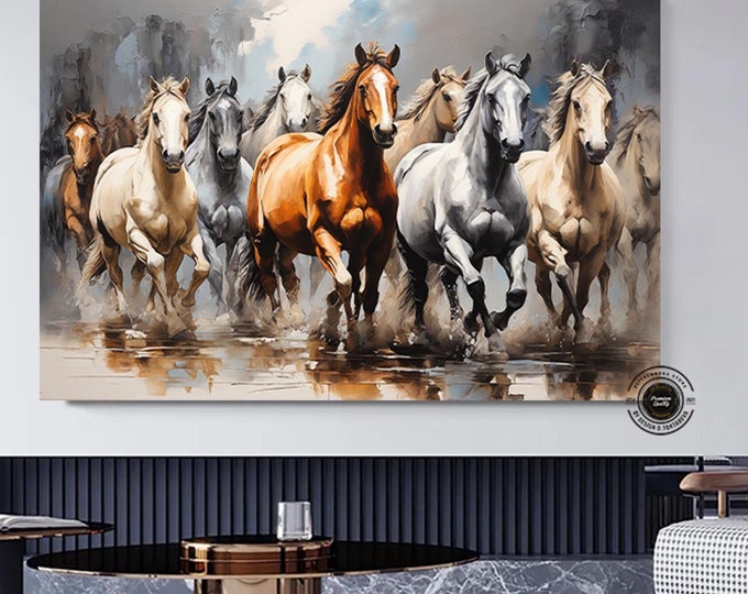 Abstract Horse Painting On Canvas, Large Horse Wall Art Print Colorful Abstract Wall Art, Wall Decor Over The Bed Animal Lover Gift For Home