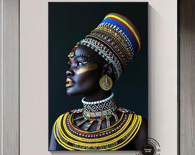 African woman canvas wall art, ethnic canvas wall art, ethnic wall decor, African canvas , woman ethnic canvas,