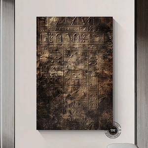Ancient Egyptian Hieroglyphs on a Black Base Wall Decor - Intricately Crafted Symbolic Art Piece
