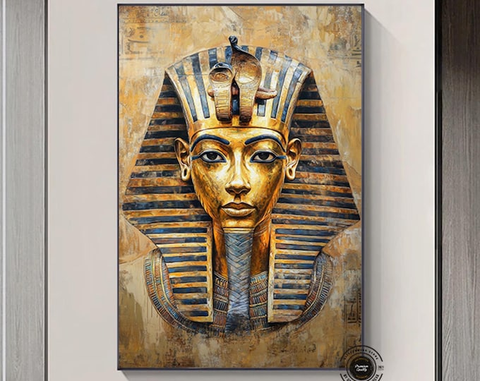 Tutankhamun Abstract Canvas Print, Tutankhamun, Pharaoh, Egyptian Decor, Ancient Egypt, Ancient Egyptian Art, Digital Print, Home Decoration