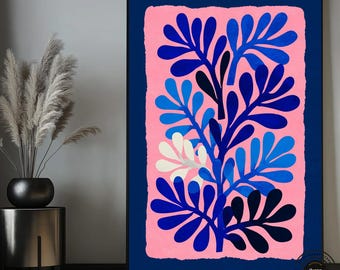 Abstract Botanical Art Floral Print,Modern Floral Wall Art Botanical Bedroom Prints Modern Living Room Art Mid Century Home Decor