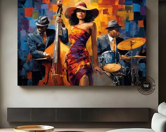 Modern Jazz Wall Art, Colorful Music Canvas, Stylish Living Room Decor