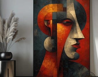 Abstract Cubism Canvas Print: Picasso Style Ethnic Home Decor