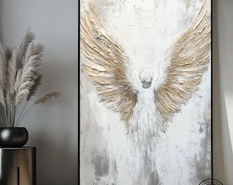 Abstract Angel Canvas Wall Art: Handmade, Ready to Hang