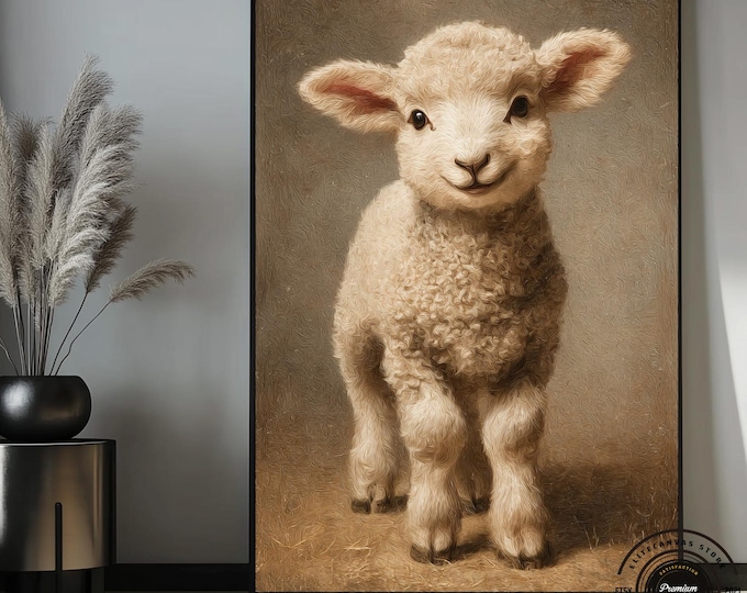 Baby Lamb Canvas Print – Adorable Farm Animal Nursery Decor