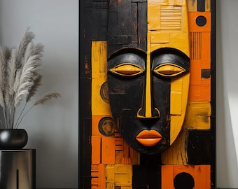 Tribal Mask African Art Framed Canvas Poster