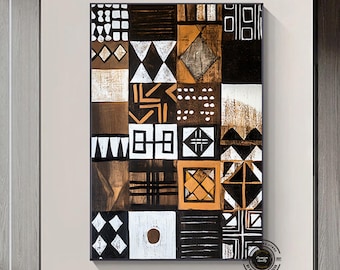 African Tribal Canvas Wall Art: Abstract Geometric Home Decor