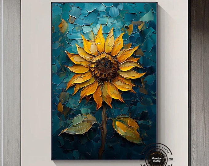 Colorful Sunflower Canvas Painting, Colorful Flower Wall Art, Sunflower Canvas Art, Colorful Art Print, Floral Painting, Flower Home Decor