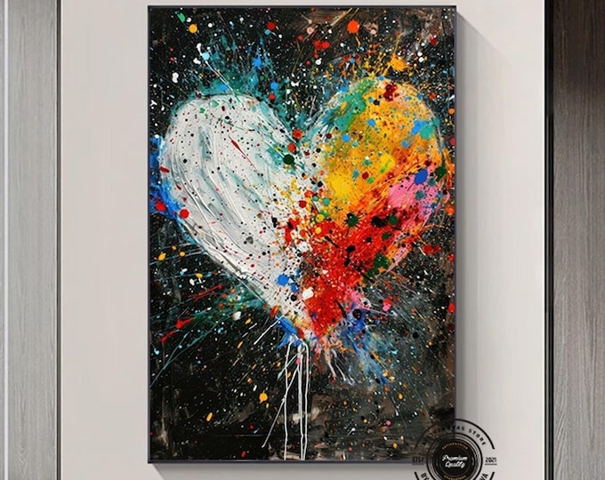Graffiti Heart Sign Hands Canvas Wall Art, Graffiti Canvas Painting, Heart graffiti Canvas Print, Pop Art Love Valentine's Day Gift