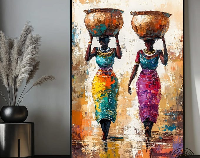African Women Portrait, African American Culture, African Tribe Wall Art, African Culture Wall Decor, Oil Painting, Modern Home Decor,