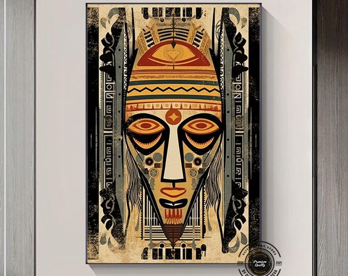 African wall Symbols, African Canvas Painting, African culture home decor, African luxury wall art, African pattern traditional wall art