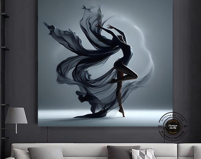 Ballerina Dancing Canvas Wall Art, In Silk Dress Modern Design Home Decor Canvas Print Wall Art Picture