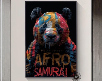 Colorful Graffiti Bear Canvas Print, Animal Wall Art