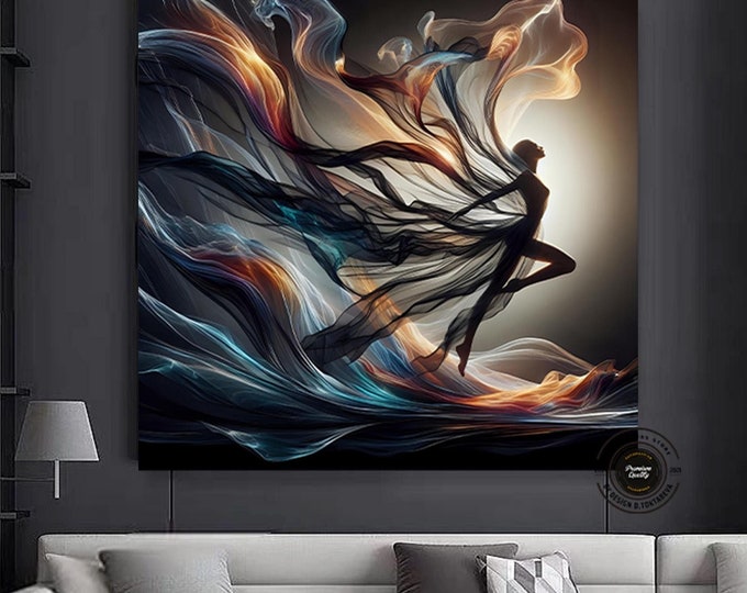 Ballerina Dancing Canvas Wall Art, In Silk Dress Modern Design Home Decor Canvas Print Wall Art Picture