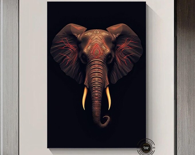 African Elephant Collage African Tribal Concept Style elephant wall art, Elephant canvas art