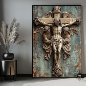 Abstract Christian Art Modern, Large Religious Wall Art Framed, Jesus Painting Canvas, Christianity Wall Art, Abstract Religious Art Print