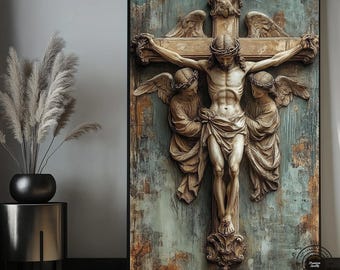 Abstract Jesus Canvas: Modern Christian Framed Wall Art